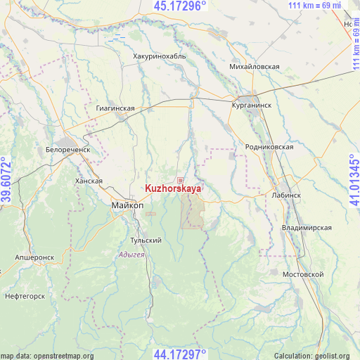 Kuzhorskaya on map