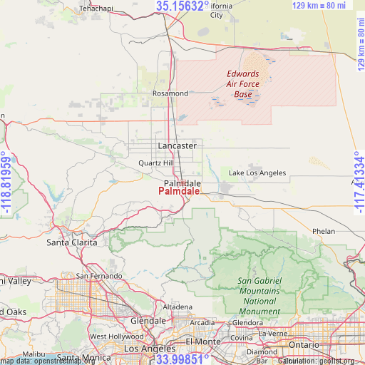 Palmdale on map
