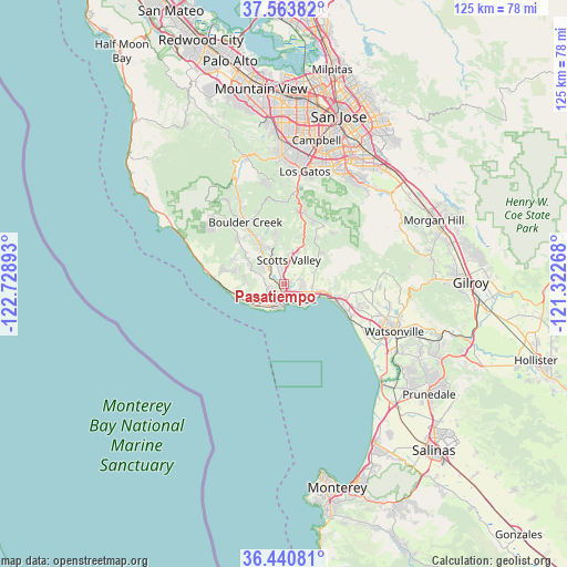 Pasatiempo on map