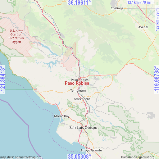 Paso Robles on map