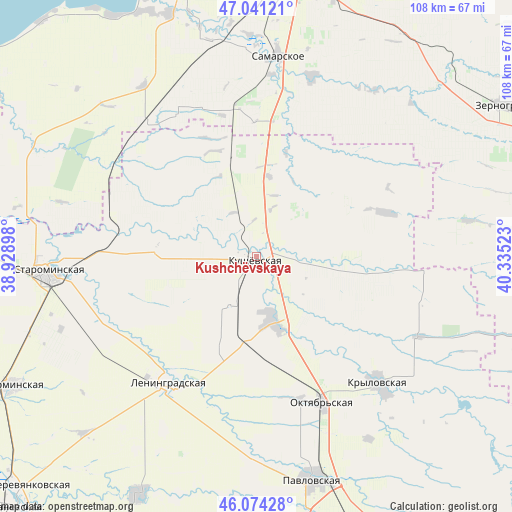 Kushchëvskaya on map