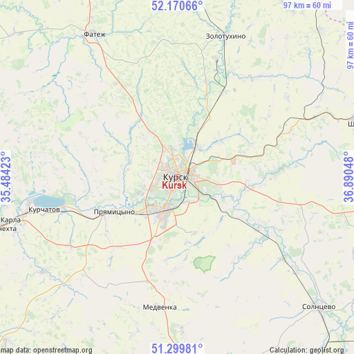 Kursk on map