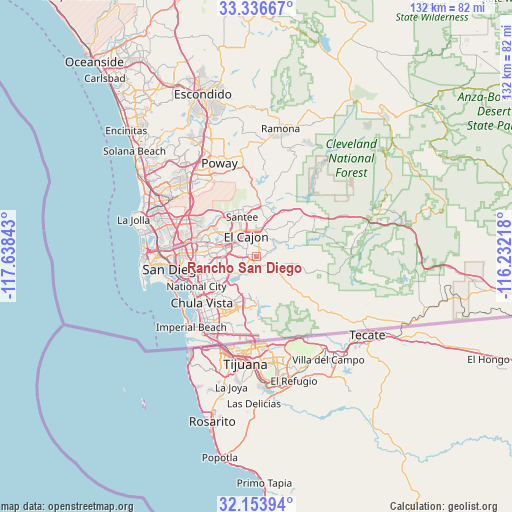 Rancho San Diego on map