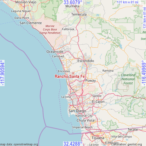 Rancho Santa Fe on map