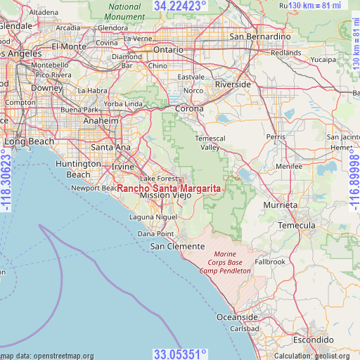 Rancho Santa Margarita on map