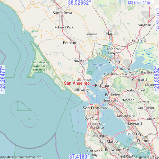 San Anselmo on map