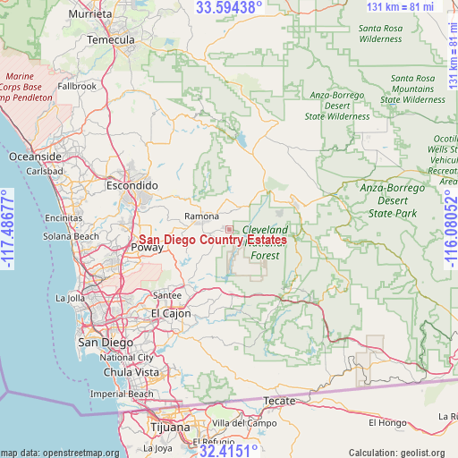 San Diego Country Estates on map