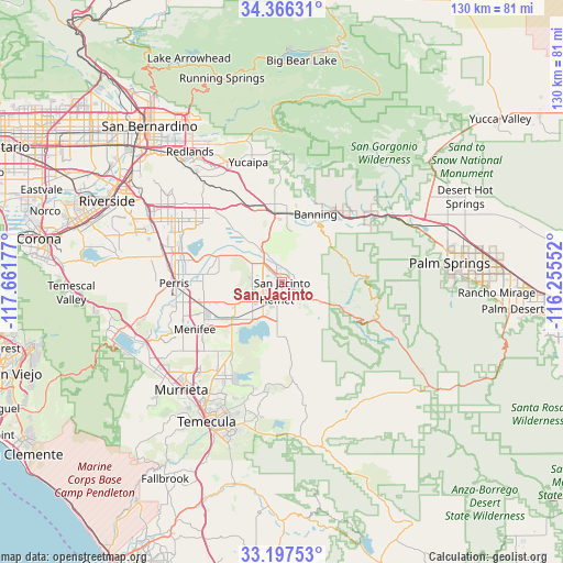 San Jacinto on map