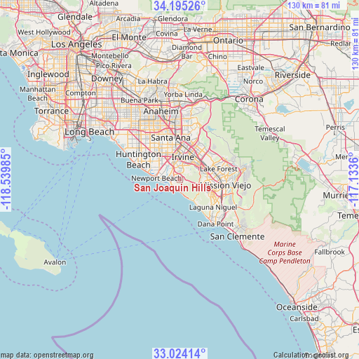 San Joaquin Hills on map