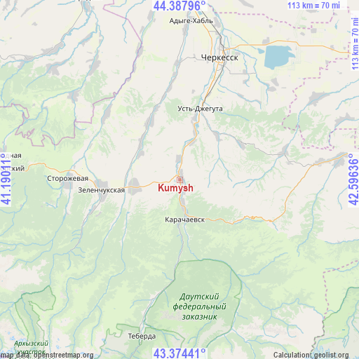 Kumysh on map