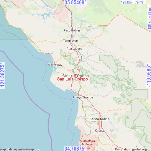 San Luis Obispo on map