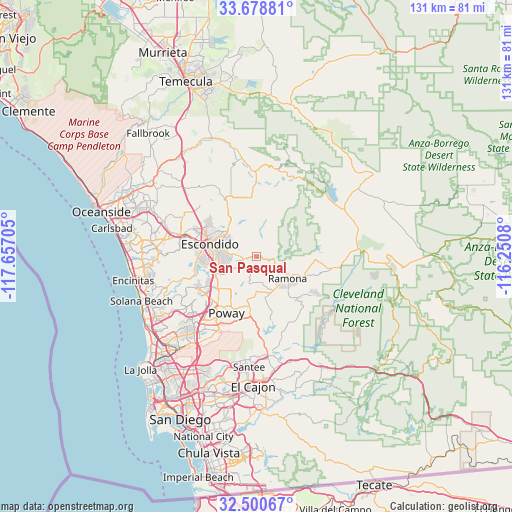 San Pasqual on map