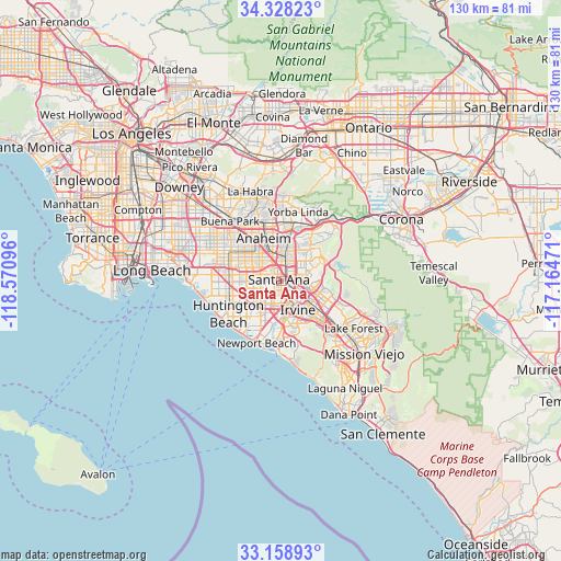 Santa Ana on map