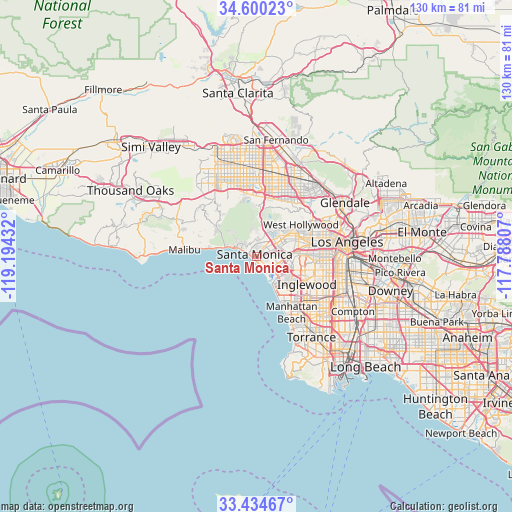 Santa Monica on map