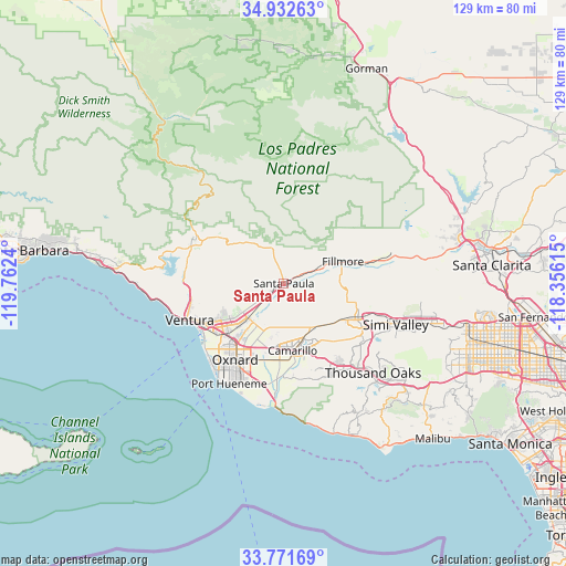 Santa Paula on map