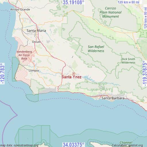 Santa Ynez on map
