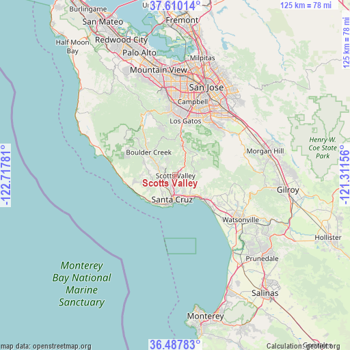 Scotts Valley on map