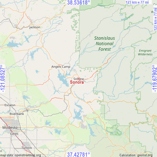 Sonora on map