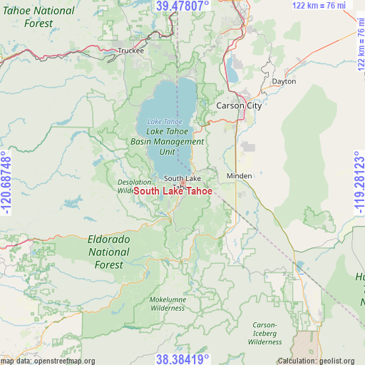 South Lake Tahoe on map