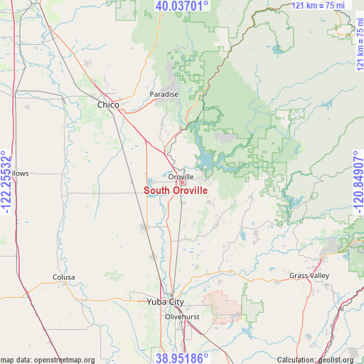 South Oroville on map