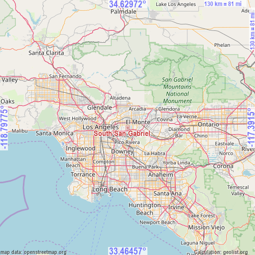South San Gabriel on map
