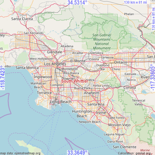 South Whittier on map