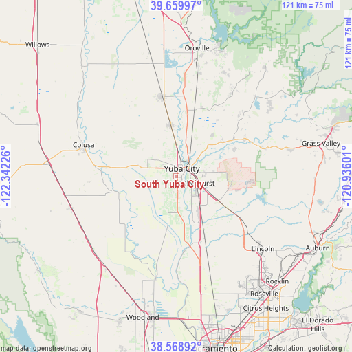 South Yuba City on map
