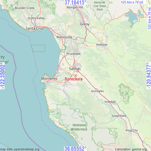 Spreckels on map