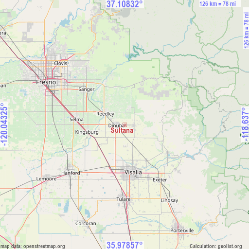 Sultana on map