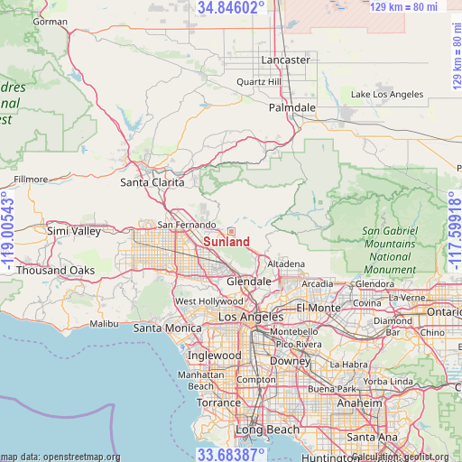 Sunland on map