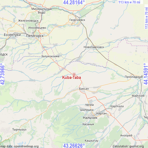 Kuba-Taba on map