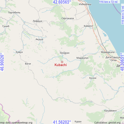 Kubachi on map