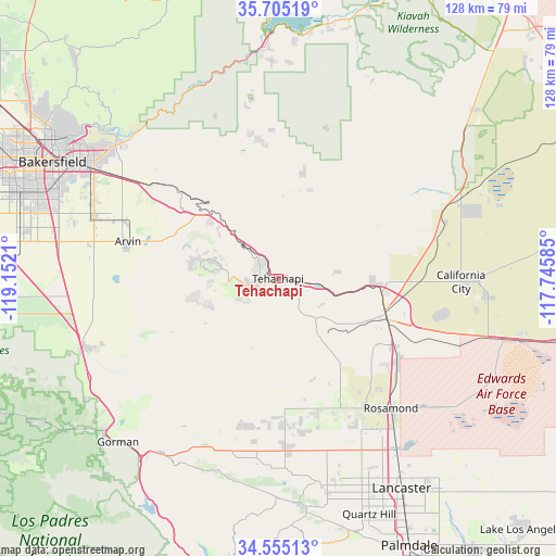 Tehachapi on map