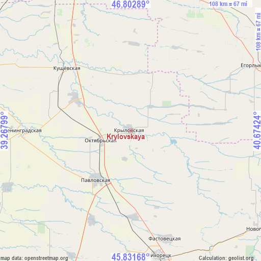 Krylovskaya on map