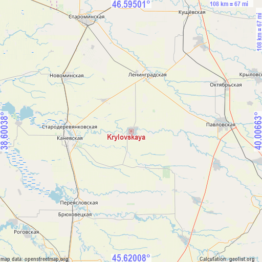 Krylovskaya on map