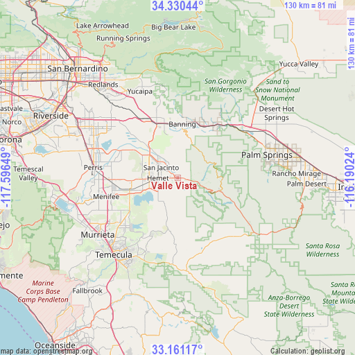 Valle Vista on map
