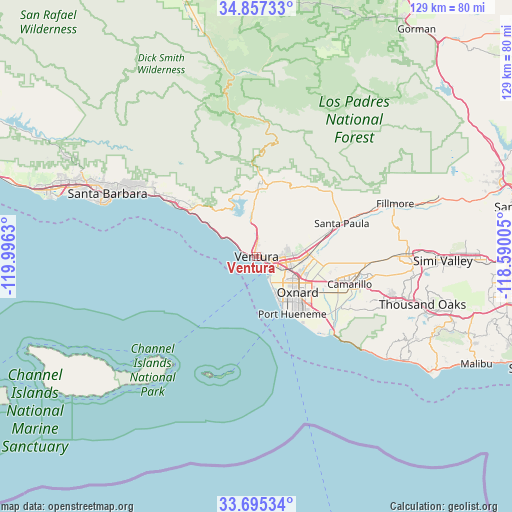 Ventura on map