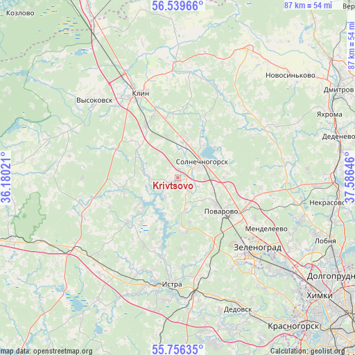 Krivtsovo on map