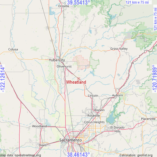 Wheatland on map