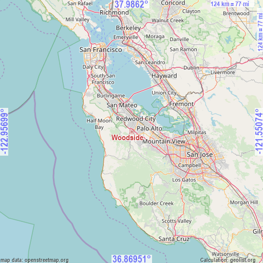 Woodside on map