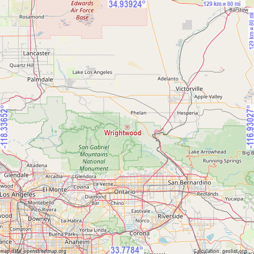 Wrightwood on map