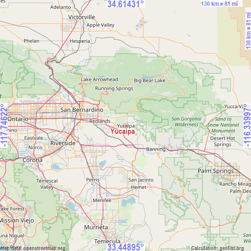 Yucaipa on map
