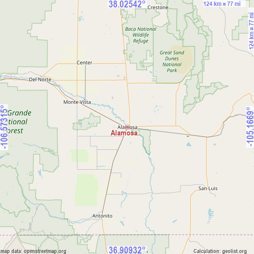 Alamosa on map