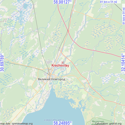 Krechevitsy on map