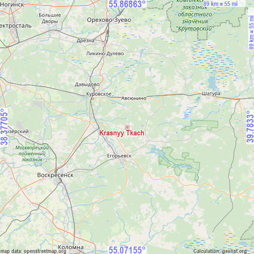 Krasnyy Tkach on map