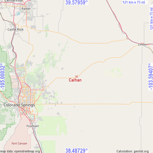 Calhan on map