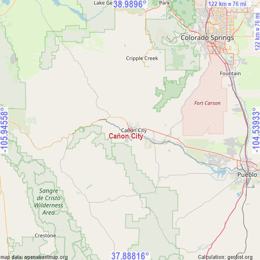 Cañon City on map