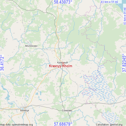 Krasnyy Kholm on map