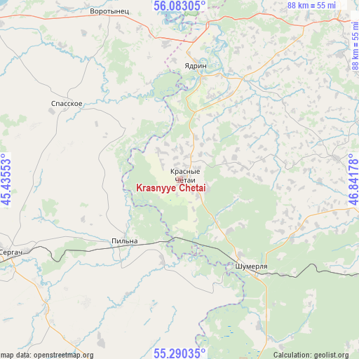 Krasnyye Chetai on map