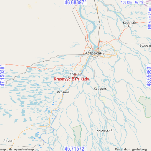 Krasnyye Barrikady on map